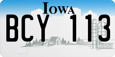 IA license plate BCY113