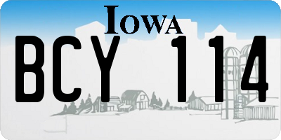 IA license plate BCY114