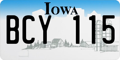 IA license plate BCY115