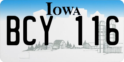 IA license plate BCY116