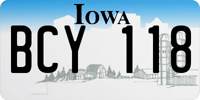IA license plate BCY118