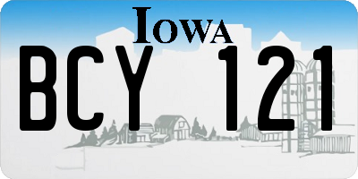 IA license plate BCY121