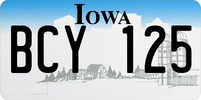 IA license plate BCY125