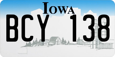 IA license plate BCY138