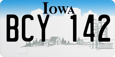 IA license plate BCY142
