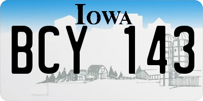 IA license plate BCY143