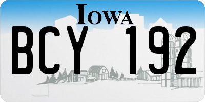 IA license plate BCY192