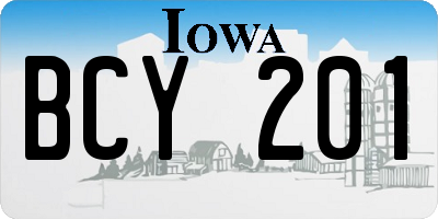 IA license plate BCY201