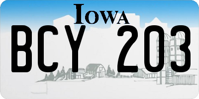 IA license plate BCY203