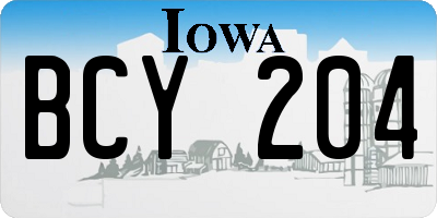 IA license plate BCY204