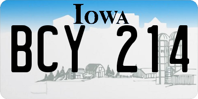 IA license plate BCY214