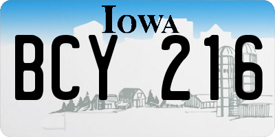 IA license plate BCY216