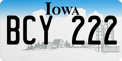 IA license plate BCY222