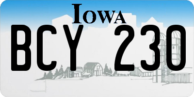IA license plate BCY230