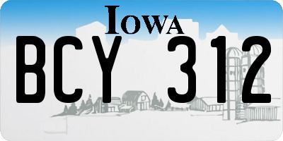 IA license plate BCY312