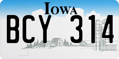 IA license plate BCY314