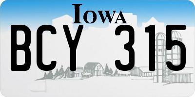 IA license plate BCY315