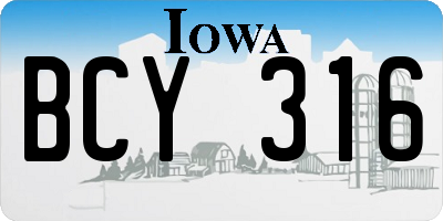 IA license plate BCY316