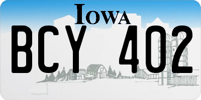 IA license plate BCY402