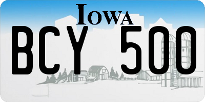 IA license plate BCY500
