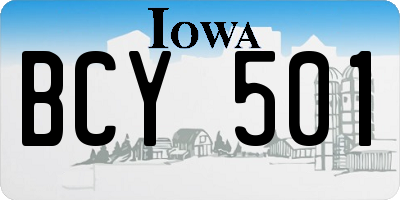 IA license plate BCY501
