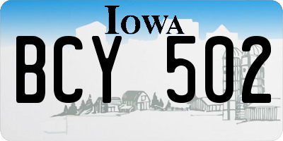 IA license plate BCY502