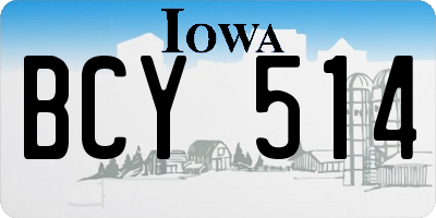 IA license plate BCY514