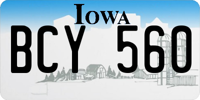 IA license plate BCY560