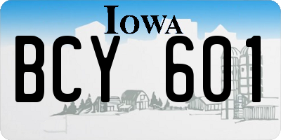 IA license plate BCY601