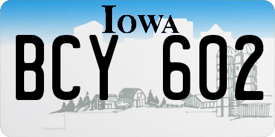 IA license plate BCY602