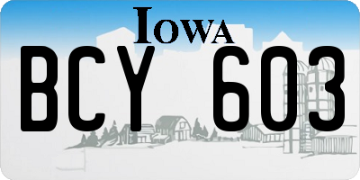 IA license plate BCY603