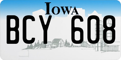 IA license plate BCY608