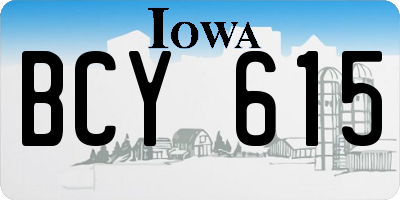 IA license plate BCY615