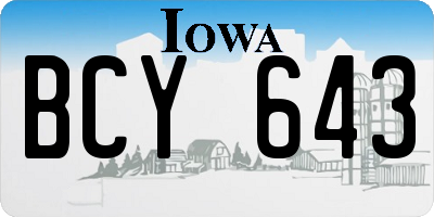 IA license plate BCY643