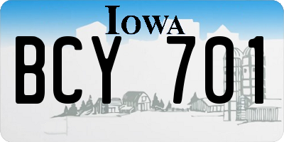 IA license plate BCY701
