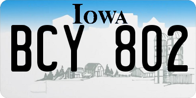 IA license plate BCY802