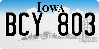IA license plate BCY803