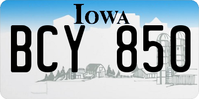 IA license plate BCY850