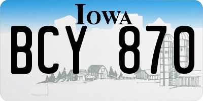 IA license plate BCY870