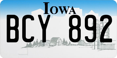 IA license plate BCY892