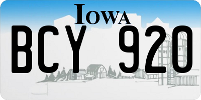 IA license plate BCY920