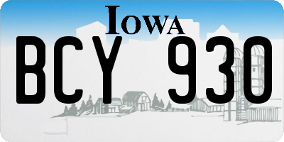 IA license plate BCY930