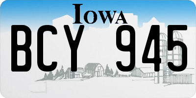 IA license plate BCY945