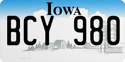 IA license plate BCY980