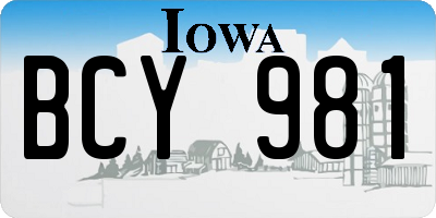 IA license plate BCY981