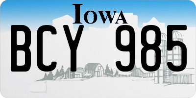 IA license plate BCY985