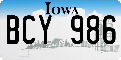 IA license plate BCY986