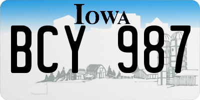 IA license plate BCY987