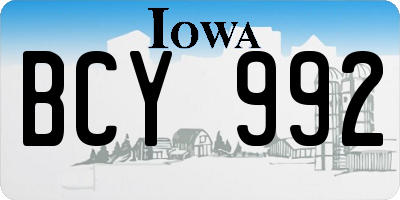 IA license plate BCY992