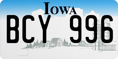IA license plate BCY996